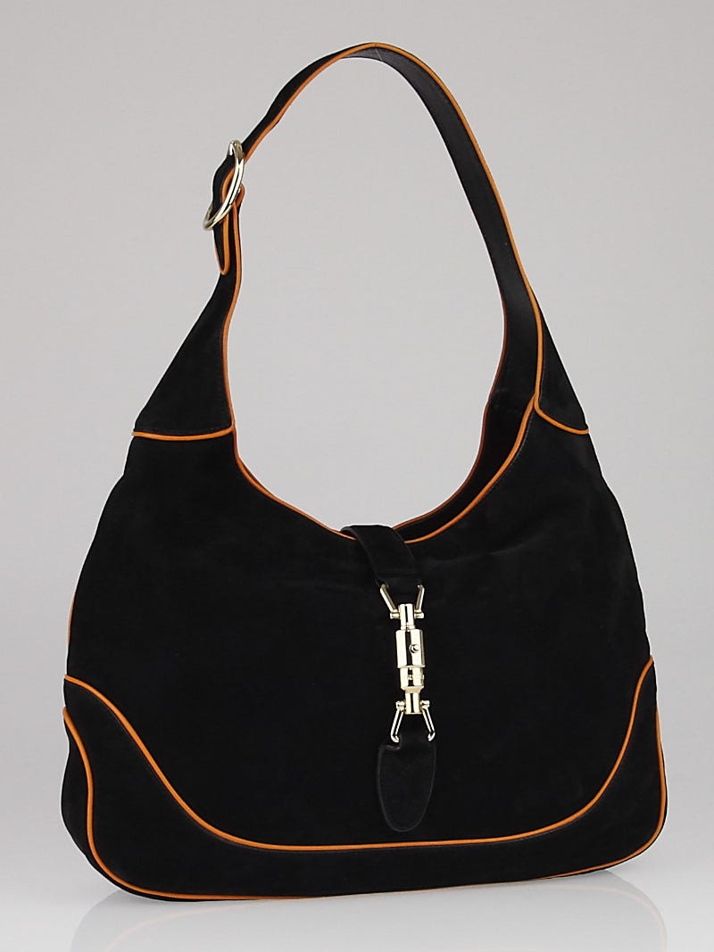 Gucci Black/Orange Nubuck Leather Jackie Medium Shoulder Bag Gucci Black/Orange Nubuck Leather Jackie Medium Shoulder Bag