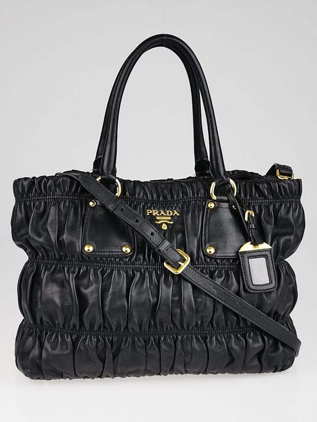 Prada Black Nappa Gaufre Leather Tote Bag