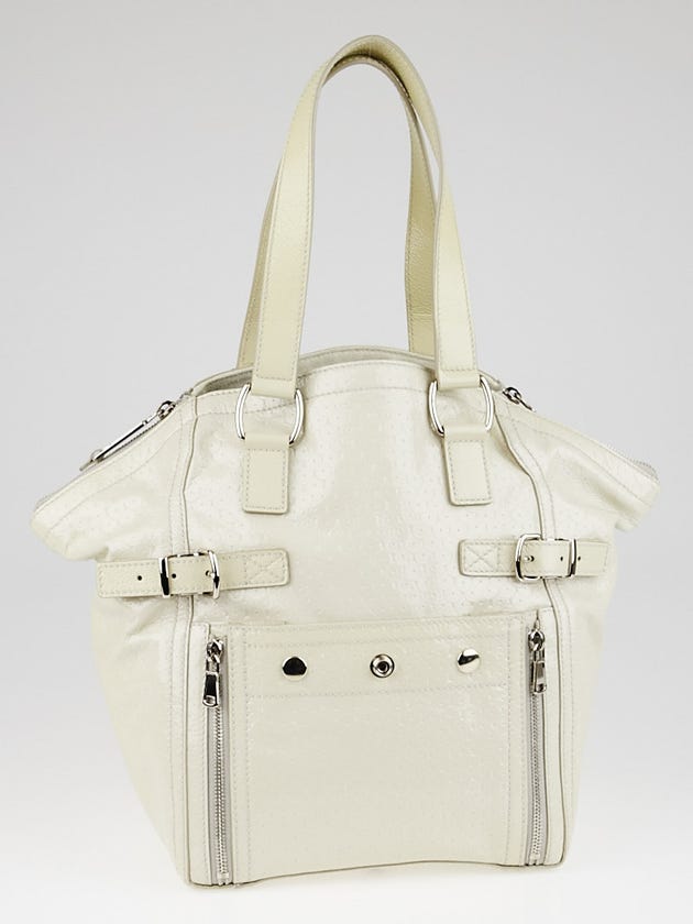 Yves Saint Laurent Dark White Embossed Patent Leather Medium Downtown Bag