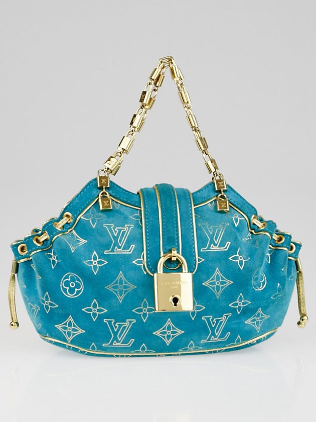 Louis Vuitton Limited Edition Turquoise Monogram Suede Theda PM Bag