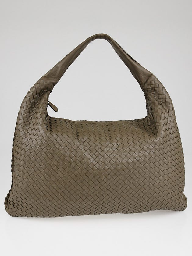 Bottega Veneta Steel Intrecciato Woven Nappa Leather Maxi Veneta Hobo Bag