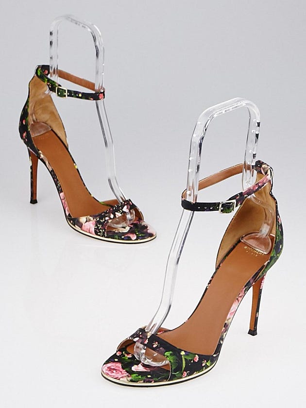 Givenchy Floral Print Leather Sandals Size 8.5/39