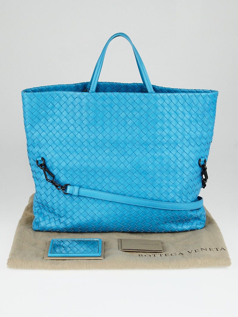 Bottega Veneta Turquoise Intrecciato Woven Nappa Leather Bottega Veneta Turquoise Intrecciato Woven Nappa Leather