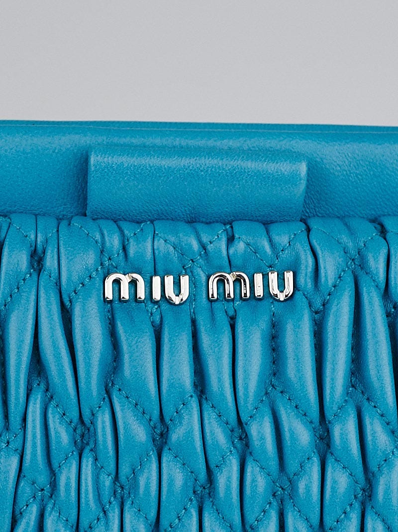 Miu Miu Turchese Nappa Matelasse Leather and Crystal Viola Bag