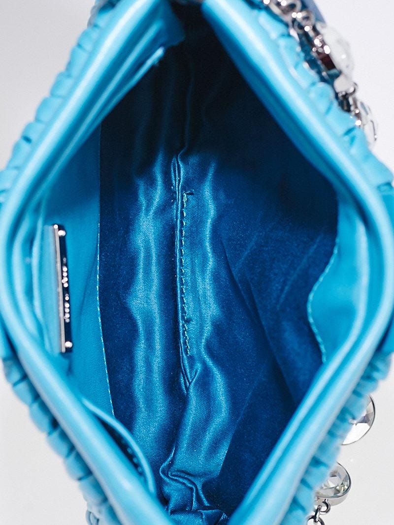 Miu Miu Turchese Nappa Matelasse Leather and Crystal Viola Bag