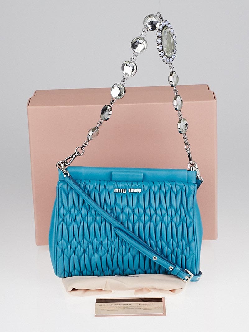 Miu Miu Turchese Nappa Matelasse Leather and Crystal Viola Bag