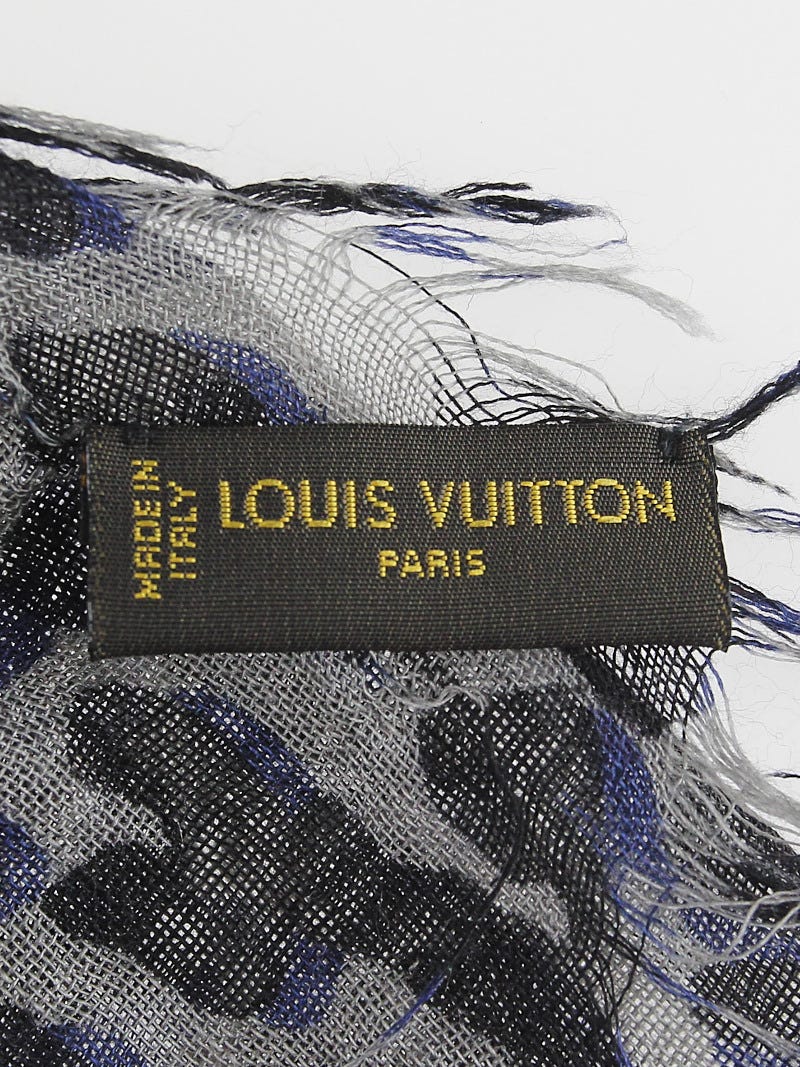 Louis Vuitton Black and Blue Cashmere/Silk Stephen Sprouse Leopard