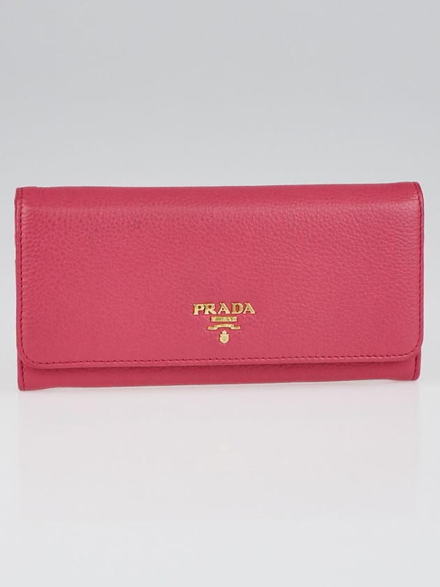 Prada Peonia Vitello Phenix Leather Continental Wallet 1M1132