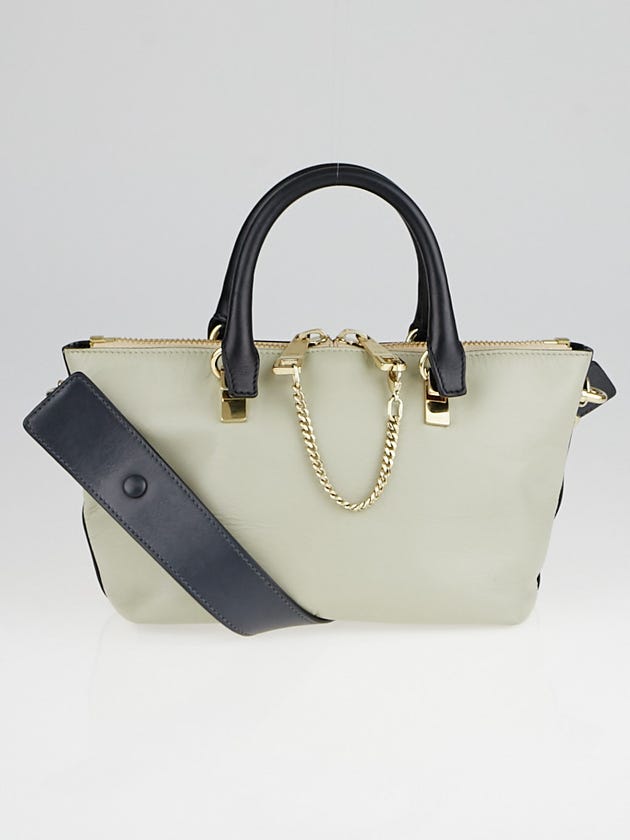 Chloe Street Blue/Navy Calfskin Leather Two-Tone Mini Baylee Tote Bag