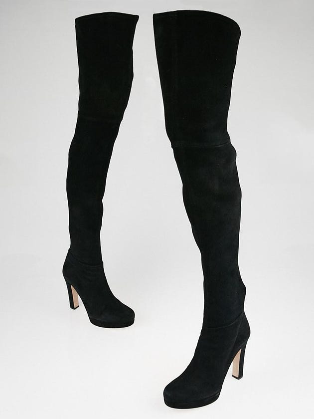 Miu Miu Black Suede Over-the-Knee Karen Platform Boots Size 8.5/39