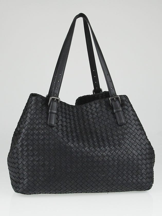 Bottega Veneta Black Intrecciato Woven Nappa Leather Large Tote Bag