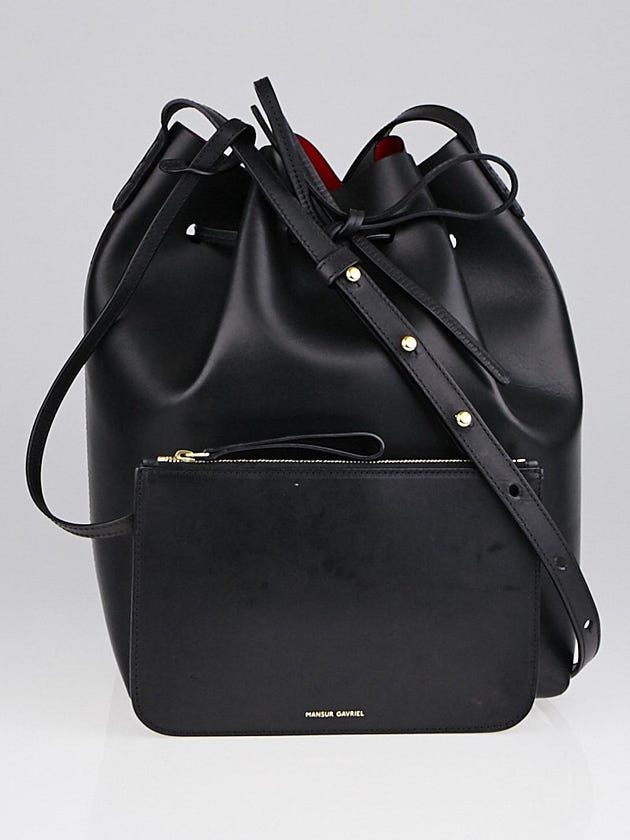 Mansur Gavriel Black/Flamma Leather Bucket Bag