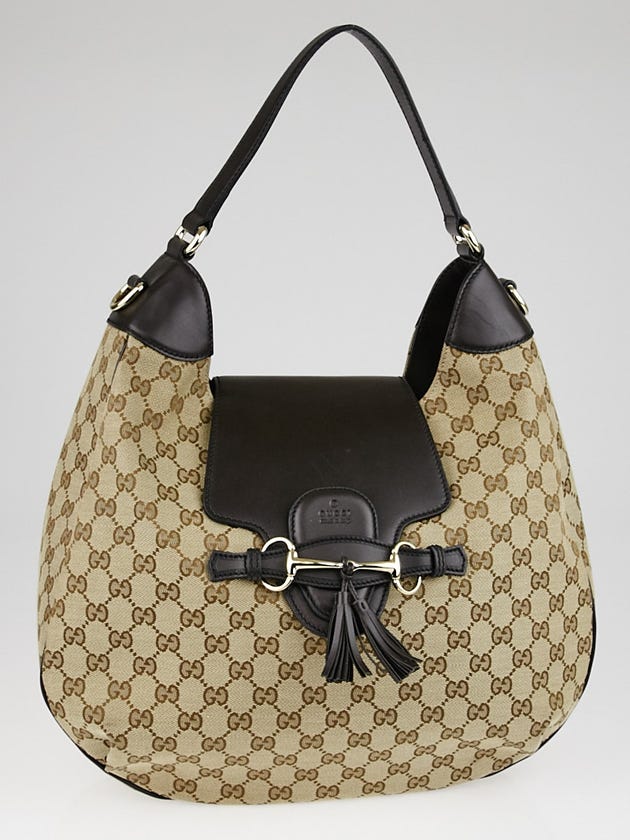 Gucci Beige/Ebony GG Canvas Emily Original Chain Hobo Bag