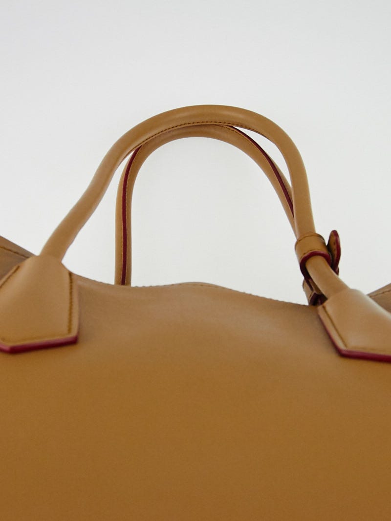 Large PRADA City Calf Double Bag in Caramel, EXCELLENT CONDITION + Dust Bag