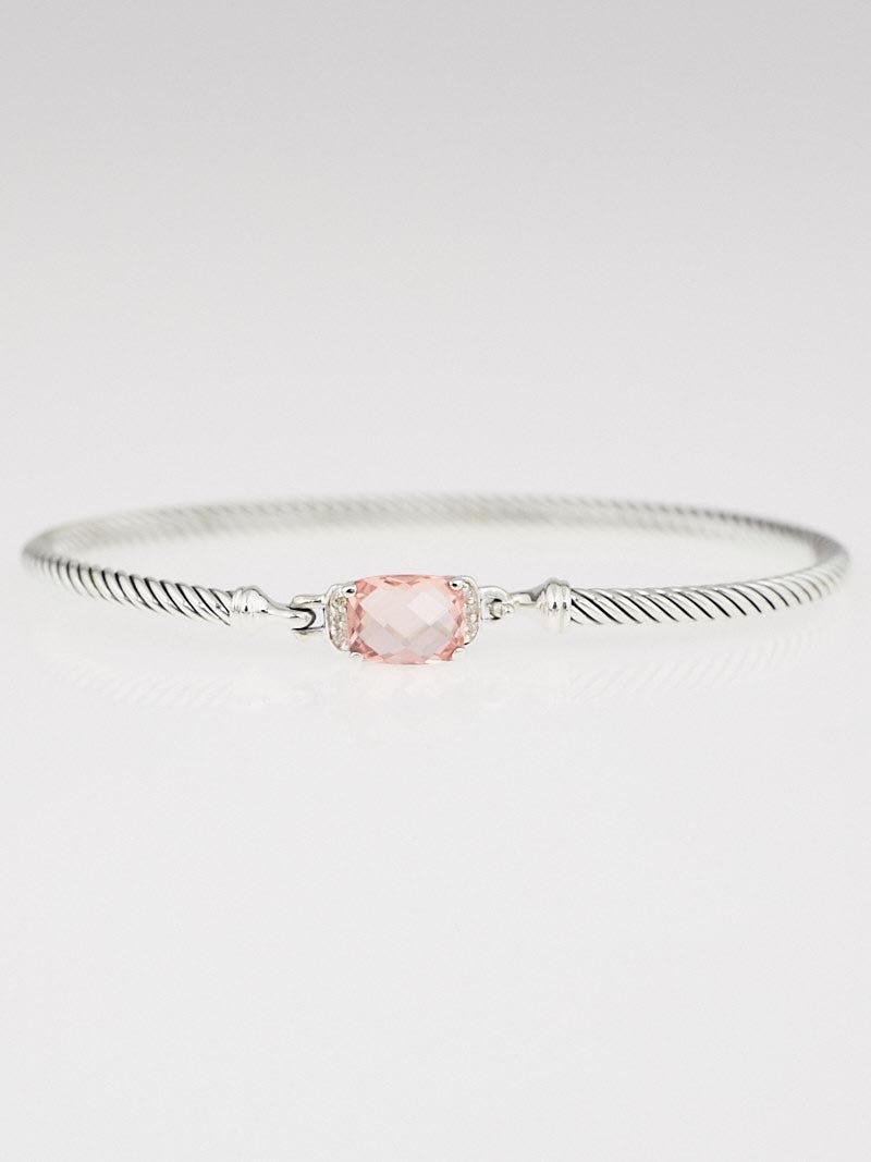 David Yurman Sterling Silver Morganite and Diamond Petite Wheaton Bracelet
