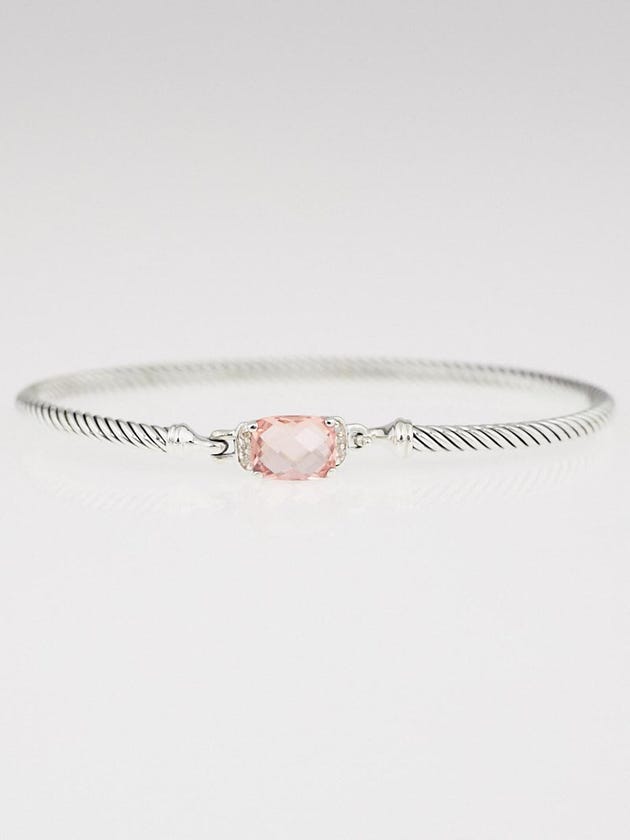 David Yurman Sterling Silver Morganite and Diamond Petite Wheaton Bracelet