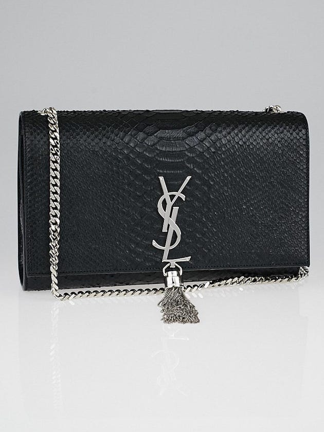 Yves Saint Laurent Black Python Embossed Calfskin Leather Kate Tassel Bag