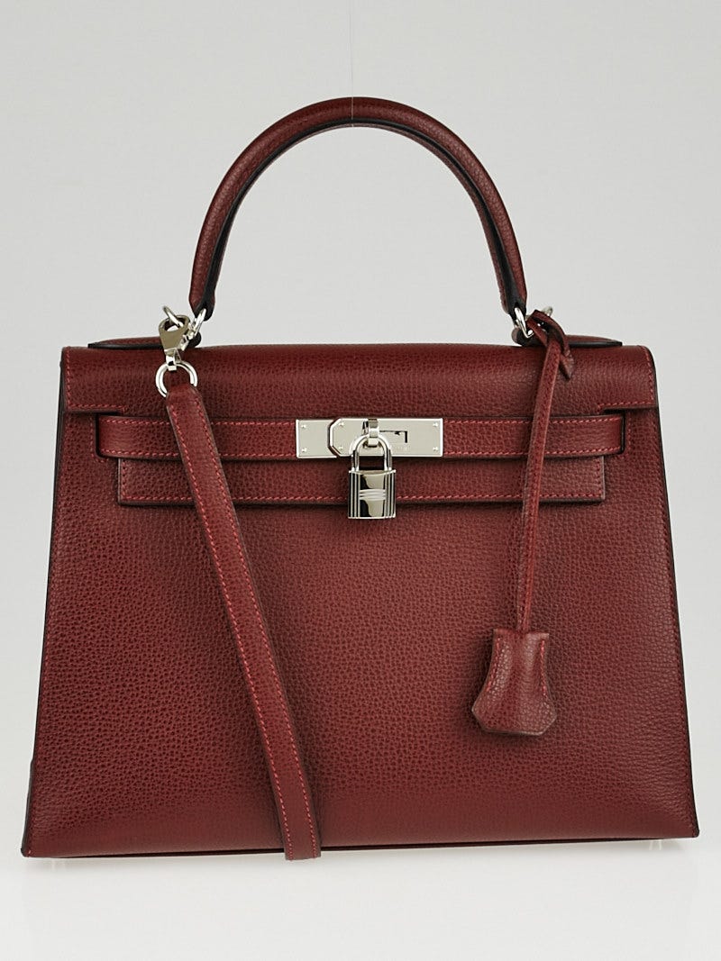 Hermes 28cm Rouge H Vache Liegee Sellier Kelly Bag with Palladium, Lot  #56068