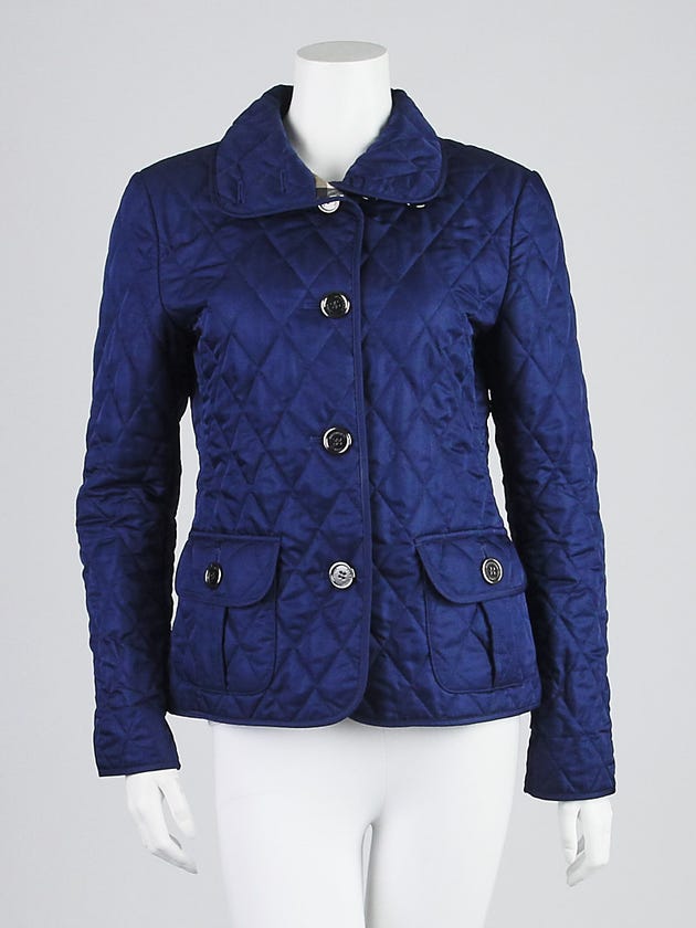 Burberry Brit Blue Diamond Quilted Polyester Jacket Size S