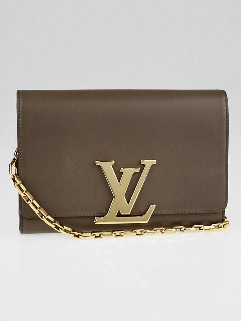 Louis Vuitton Gold Calfskin Leather Louise Clutch Bag - Yoogi's Closet