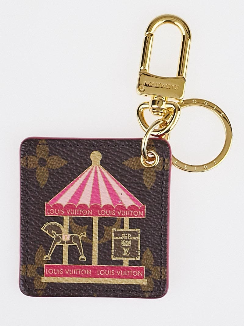 Louis Vuitton monogram alma key ring bag charm key holder brown red pink