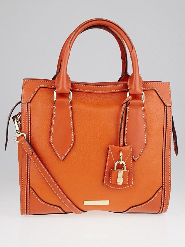Burberry Orange Leather Honeywood Tote Bag