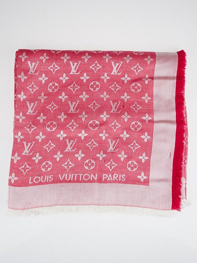 Louis Vuitton Pivoine Denim Silk/Wool Shawl Scarf