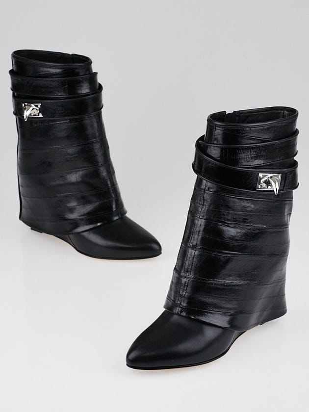Givenchy Black Eel Shark Lock Fold-Over Boots Size 7/37.5