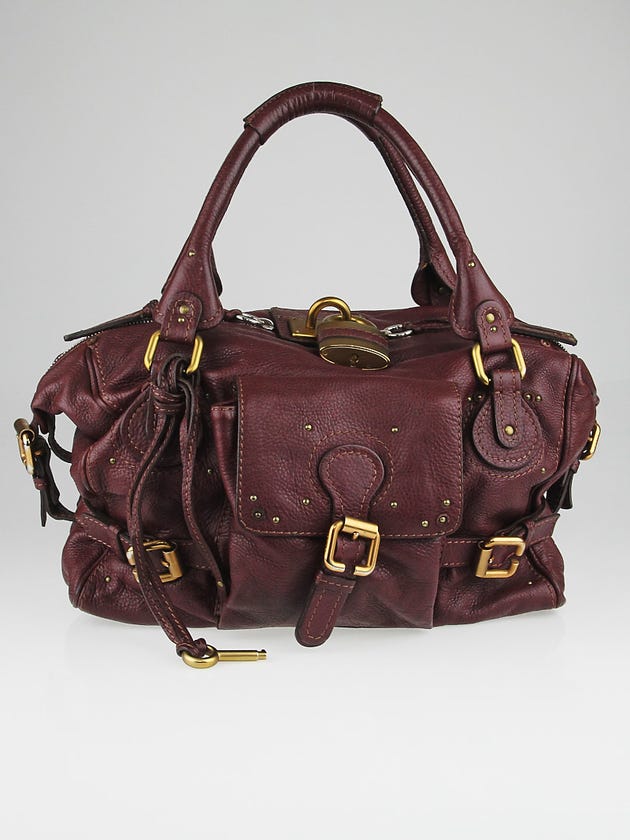 Chloe Plum Leather Front Pocket Paddington Satchel Bag