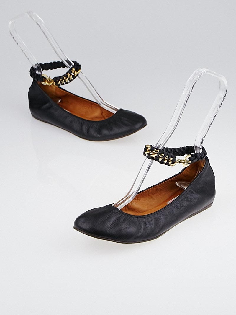 Lanvin black ballet flats hot sale