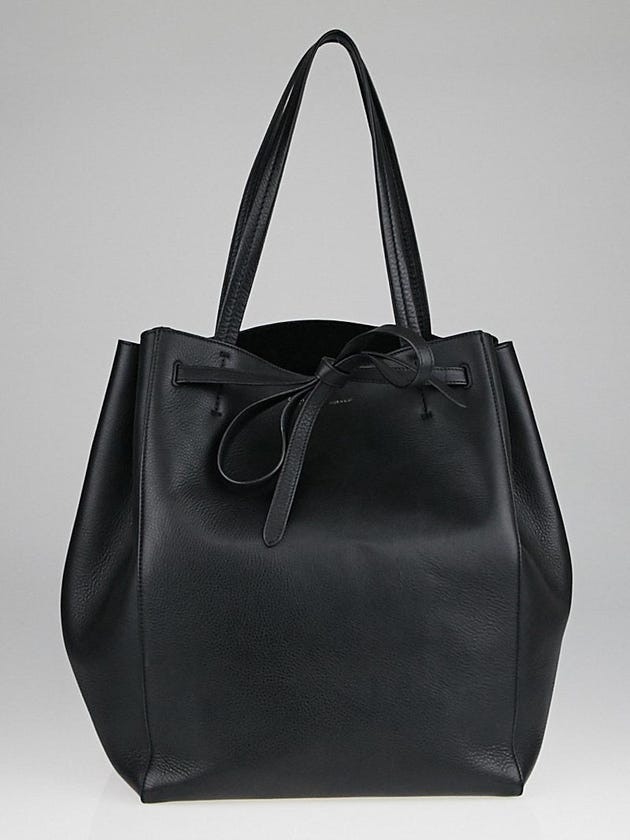 Celine Black Pebbled Leather Cabas Phantom Tie Medium Tote Bag