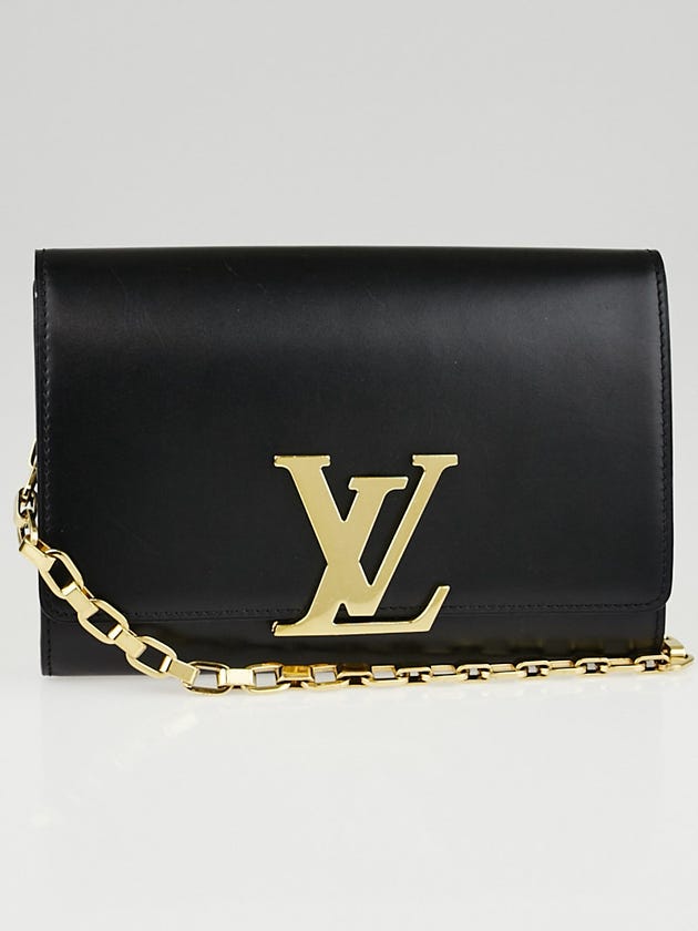 Louis Vuitton Black Box Calfskin Leather Chain Louise Clutch Bag