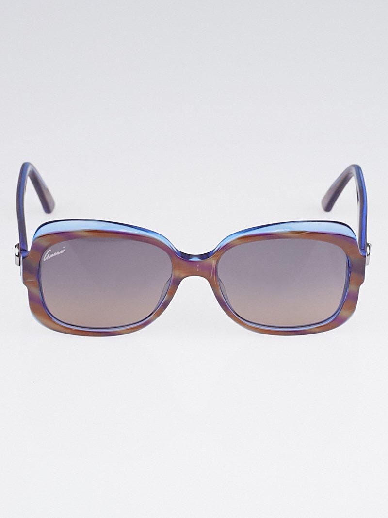 Gucci Brown/Blue Square Frame 1973 GG Sunglasses-3190/S | Yoogi's