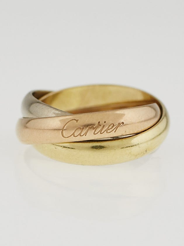 Cartier 18k Tri-Gold Trinity Small Ring Size 5.25/50