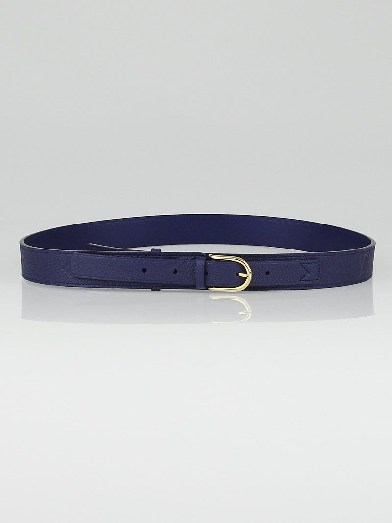 Louis Vuitton Blue Grain Leather Initiales Belt Size 90/36 - Yoogi's Closet