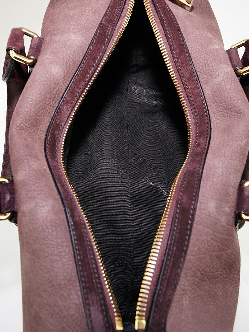 旅行かばん・小分けバッグ 90s Burberry prorsum boston bag Burberry Prorsum Plum Purple Nubuck Leather Large Boston Bag