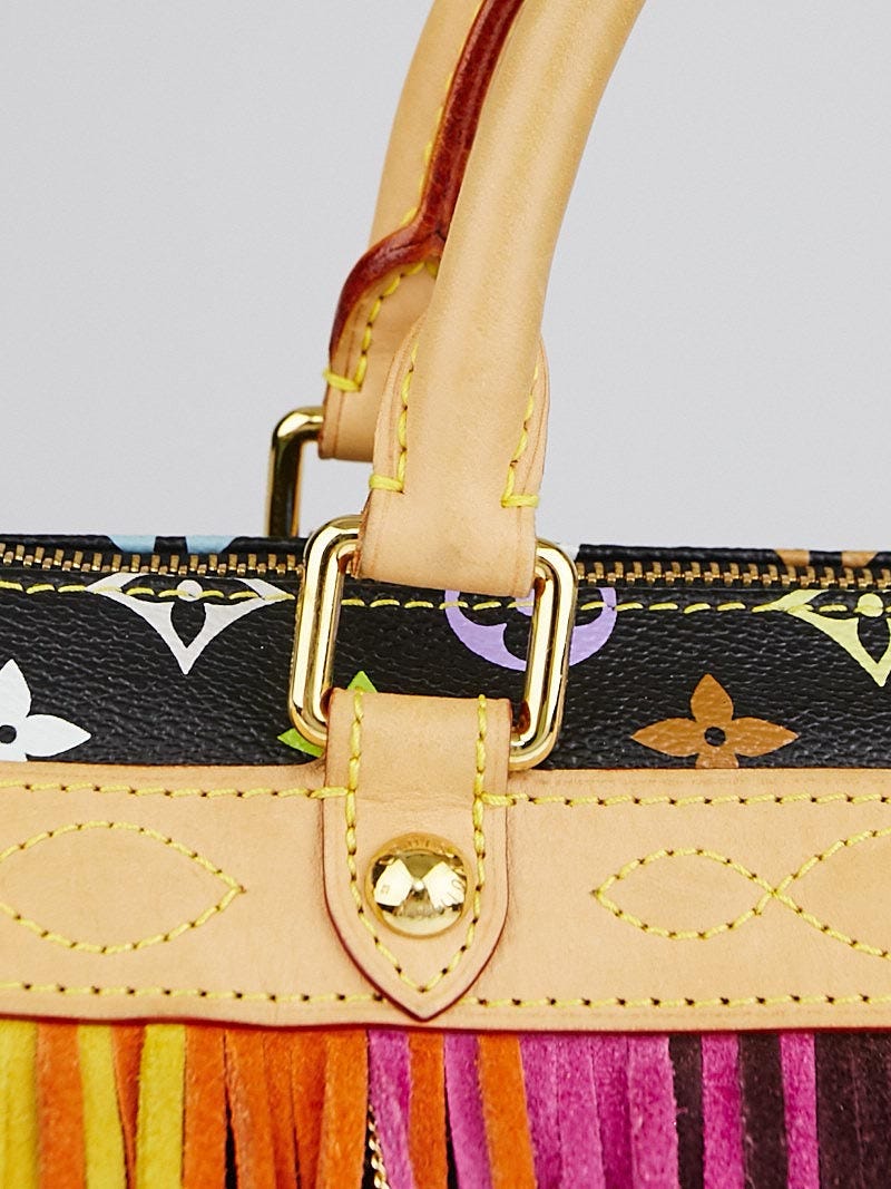 Louis Vuitton Limited Edition Black Monogram Multicolore Fringe Bucket Bag  w/ Accessories Pouch - Yoogi's Closet