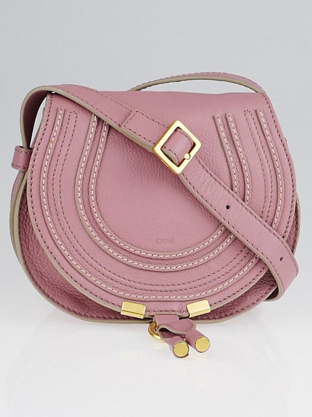 Chloe Velvet Mauve Pebbled Leather Mini Marcie Crossbody Bag