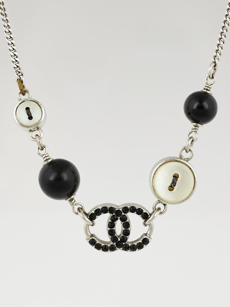 Chanel // Pearl & Black Bead Layered CC Necklace – VSP Consignment
