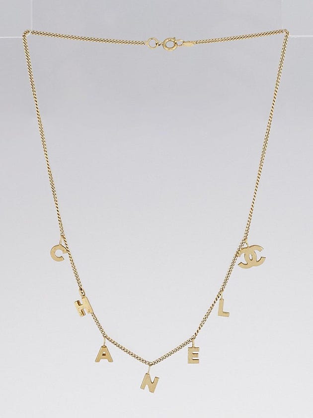 Chanel Goldtone Logo and CC Charm Necklace