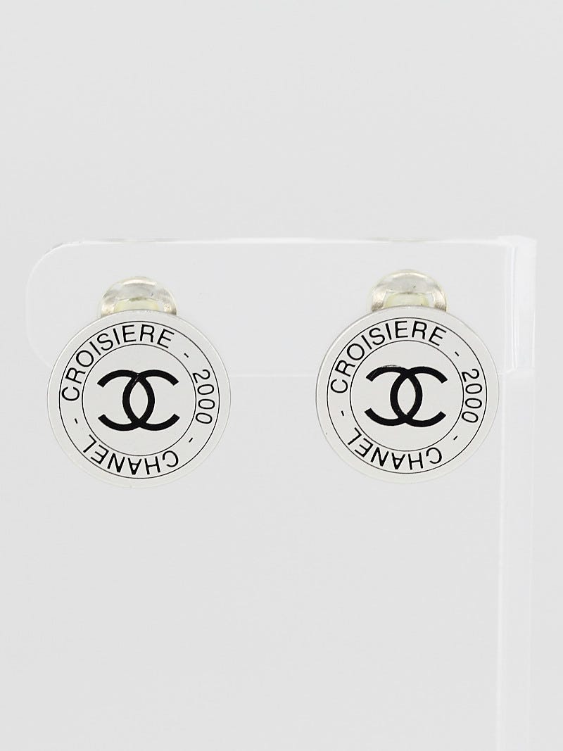 Authentic chanel logo earrings best sale