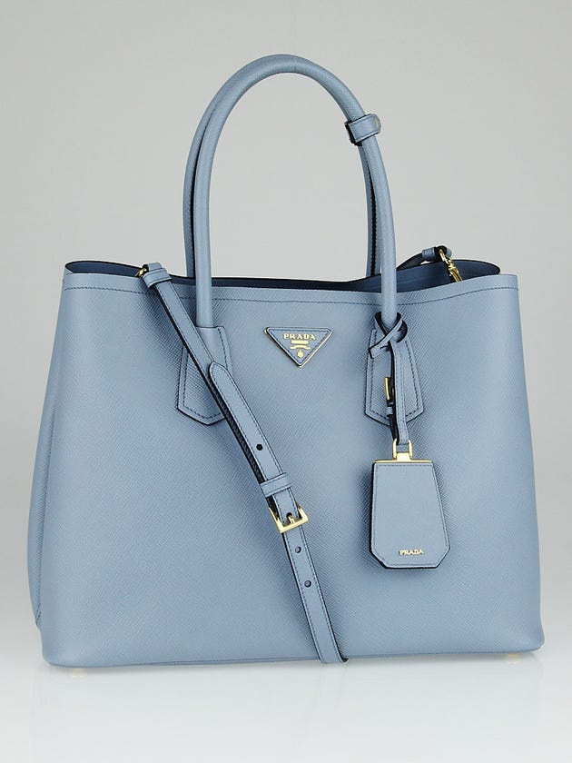 Prada Light Blue Saffiano Leather Double Handle Tote Bag B2756T