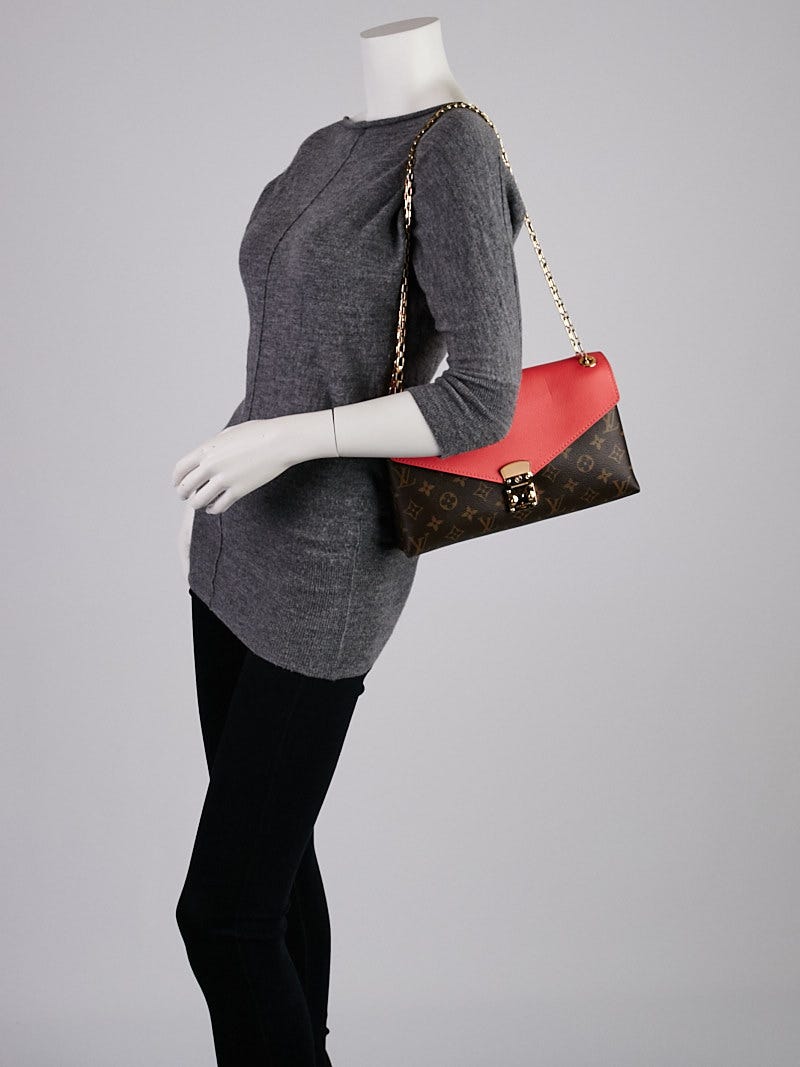 Louis Vuitton Pallas Chain Rose Litchi Monogram Canvas 2-way Shoulder Bag  M50070