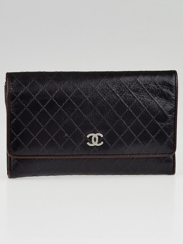 Chanel Black Quilted CC Compact Flap Wallet