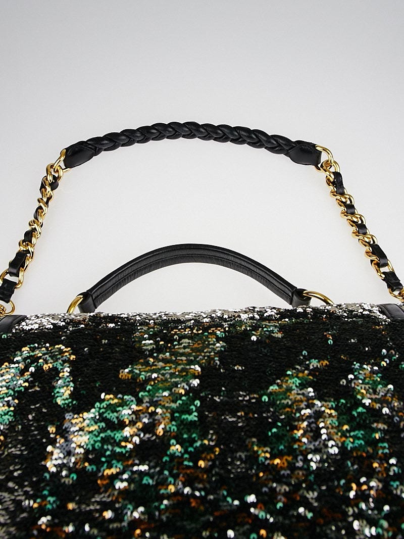 Miu Miu Black Paillette Sequin Turnlock Top Handle Bag Yoogi s