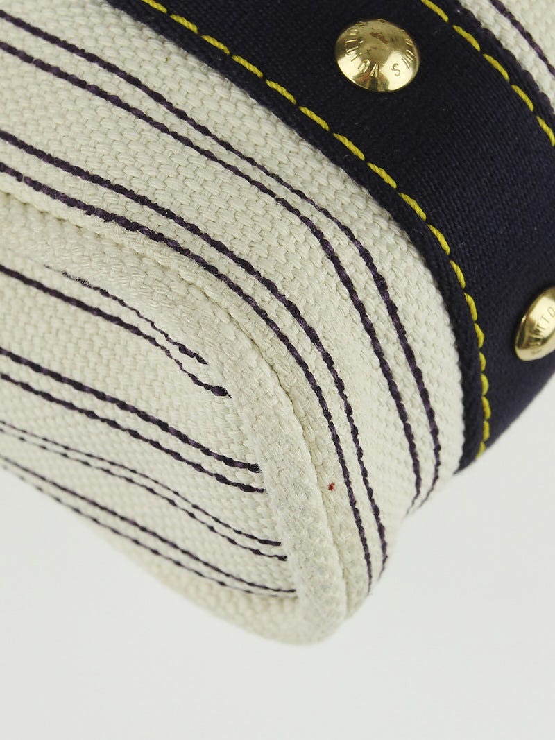 Louis Vuitton Navy Striped Canvas Antigua Cabas PM Bag - Yoogi's