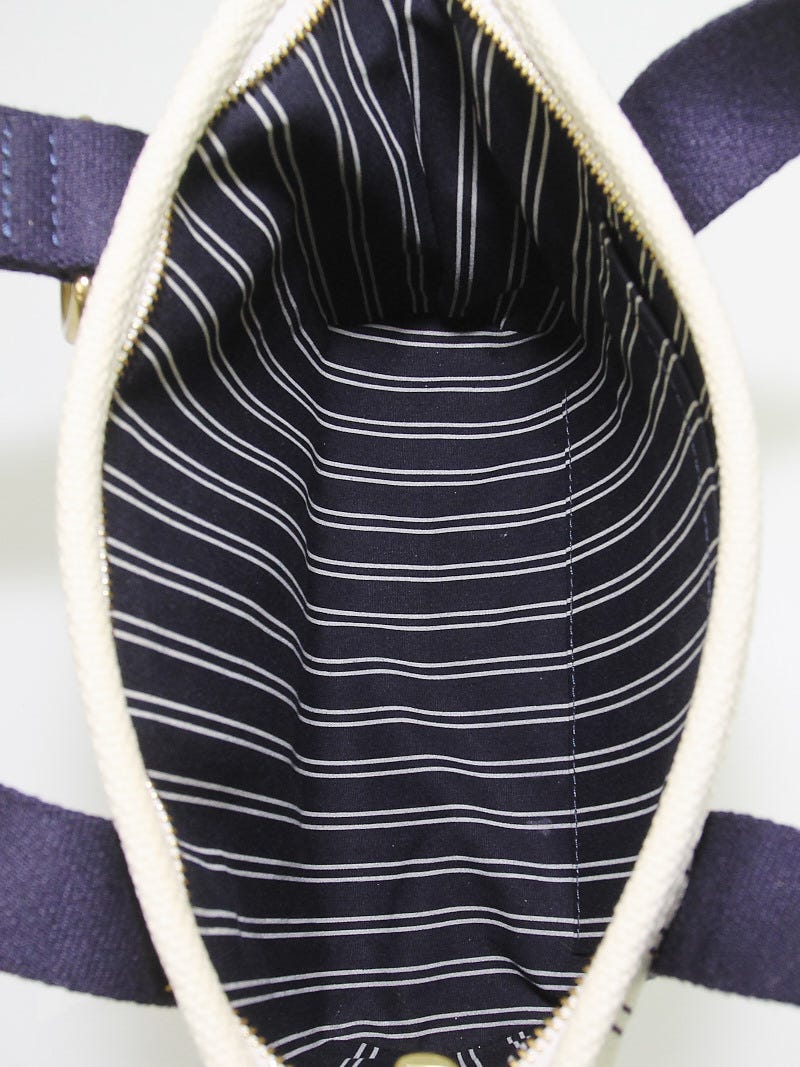 Louis Vuitton Navy Striped Canvas Antigua Cabas PM Bag - Yoogi's