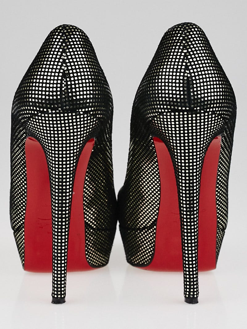 Christian Louboutin Pewter Suede Banana 140 Peep Toe Pumps