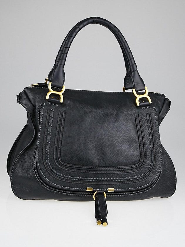 Chloe Black Pebbled Leather Large Marcie Satchel Bag
