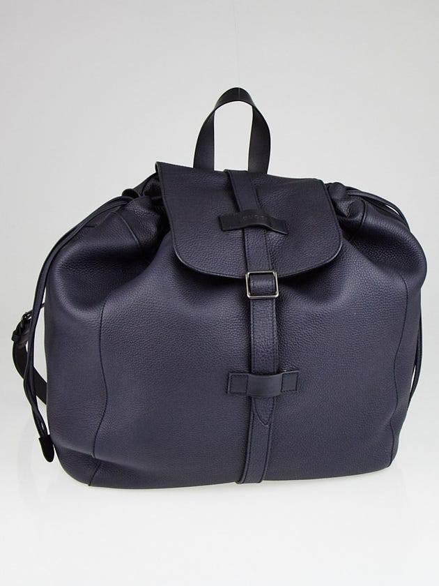 Gucci Navy Blue Pebbled Leather Grand Prix Large Backpack Bag